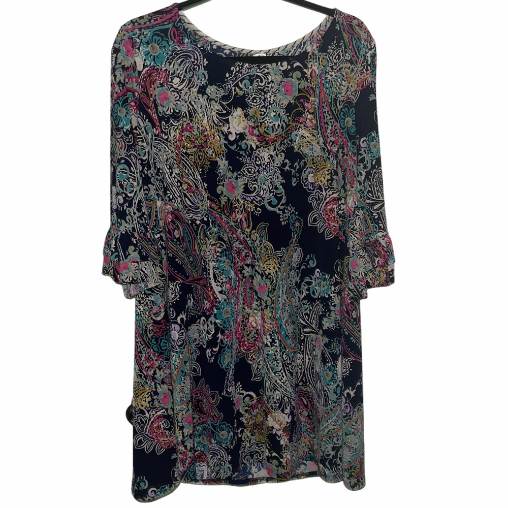 5/$25 Boutique HONEYME navy blue paisley dress